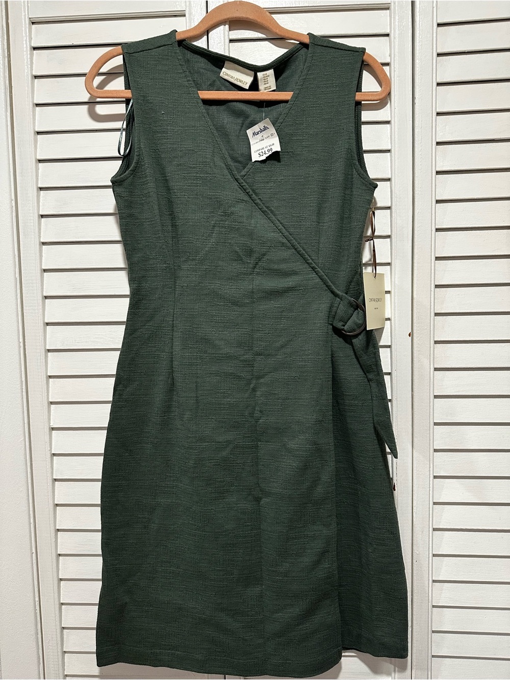 Cynthia Rowley Dark Green Sleeveless Wrap Midi Dress